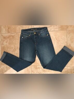 Michael Kors Cuffed Straight Leg Blue Jeans (Size 4)
